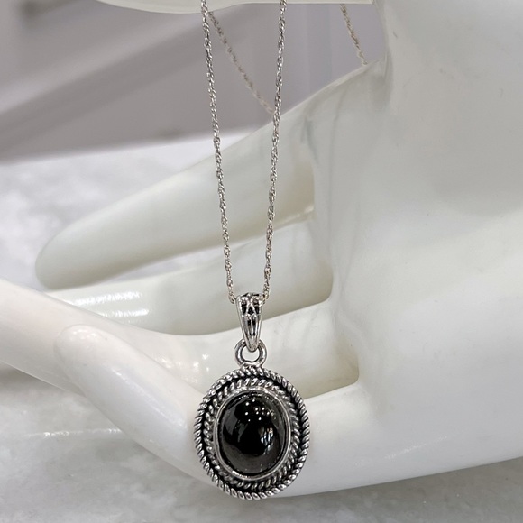Shungite Sterling Silver Pendant Necklace - Picture 4 of 11